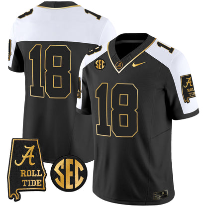 Alabama Crimson Tide Vapor Gold Jersey V3 - Alabama Map - All Stitched