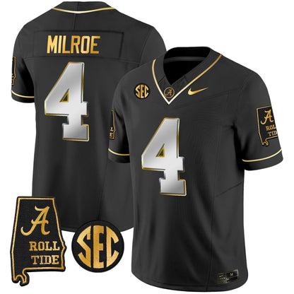 Alabama Crimson Tide Vapor Gold Jersey V3 - Alabama Map - All Stitched