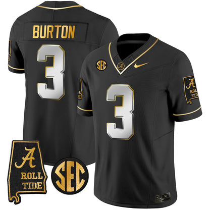 Alabama Crimson Tide Vapor Gold Jersey V3 - Alabama Map - All Stitched