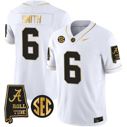 Alabama Crimson Tide Vapor Gold Jersey V3 - Alabama Map - All Stitched