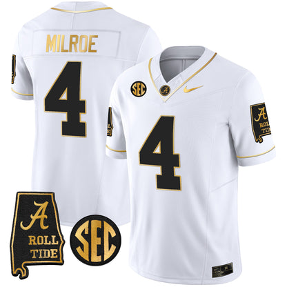 Alabama Crimson Tide Vapor Gold Jersey V3 - Alabama Map - All Stitched