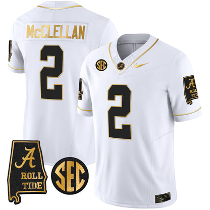 Alabama Crimson Tide Vapor Gold Jersey V3 - Alabama Map - All Stitched