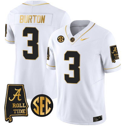 Alabama Crimson Tide Vapor Gold Jersey V3 - Alabama Map - All Stitched