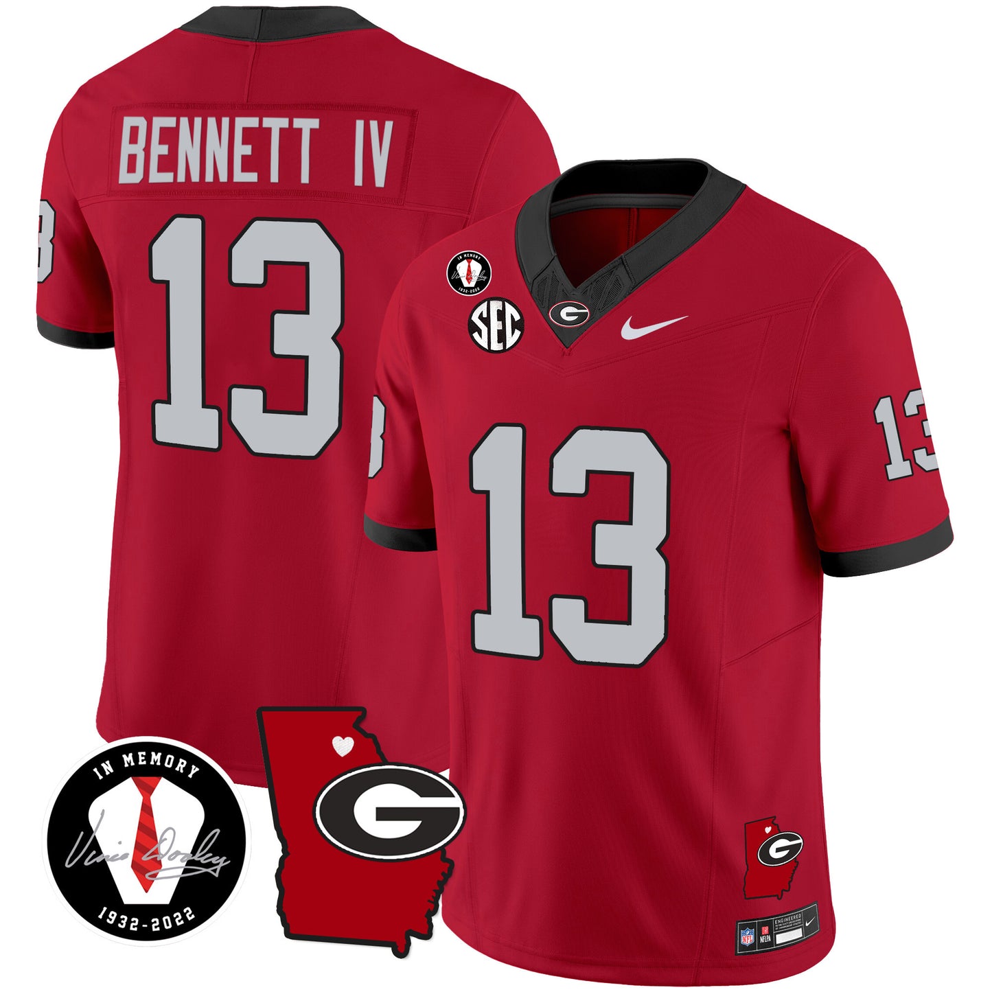 Georgia Bulldogs 2023 Vapor Jersey V4 - Georgia Map - All Stitched