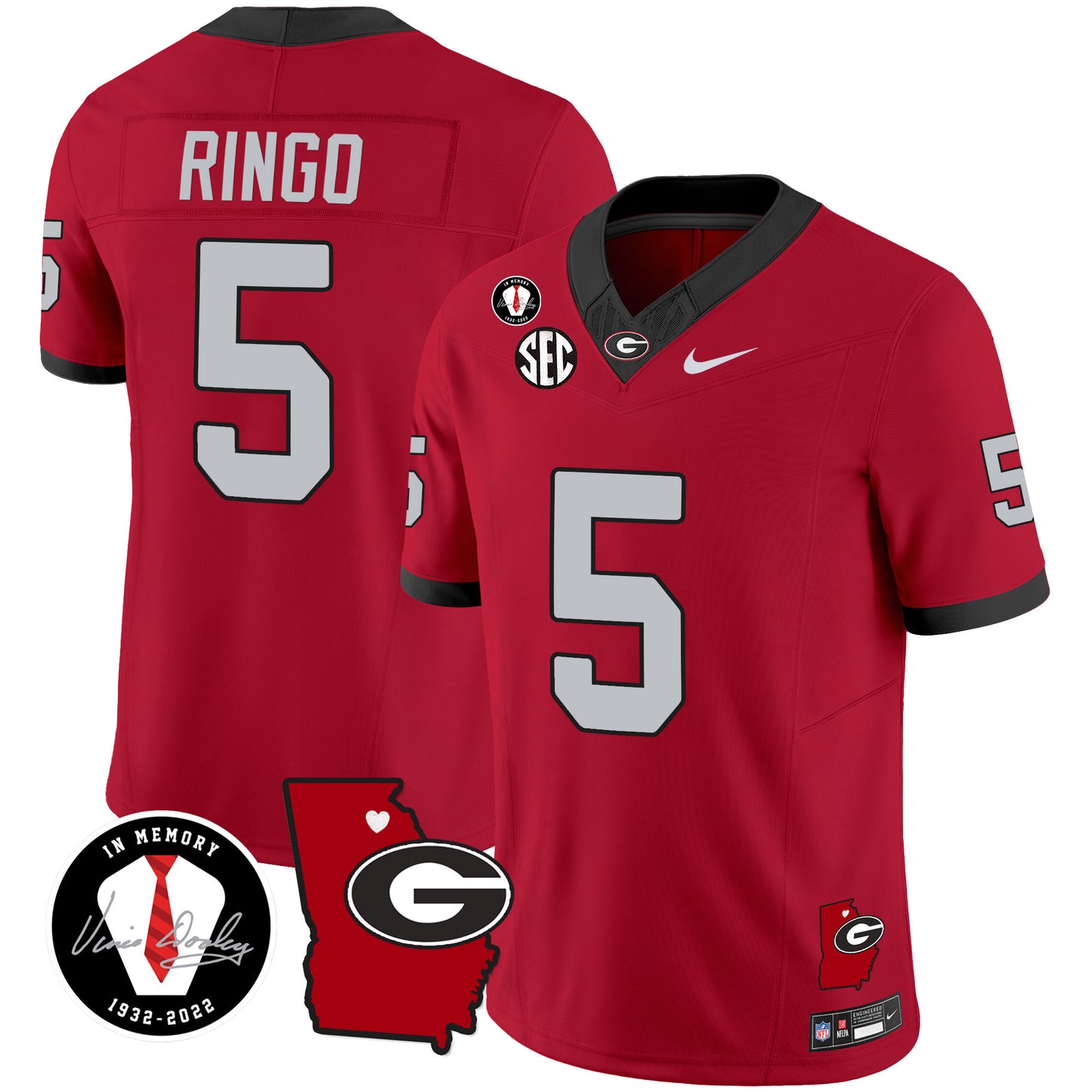 Georgia Bulldogs 2023 Vapor Jersey V4 - Georgia Map - All Stitched