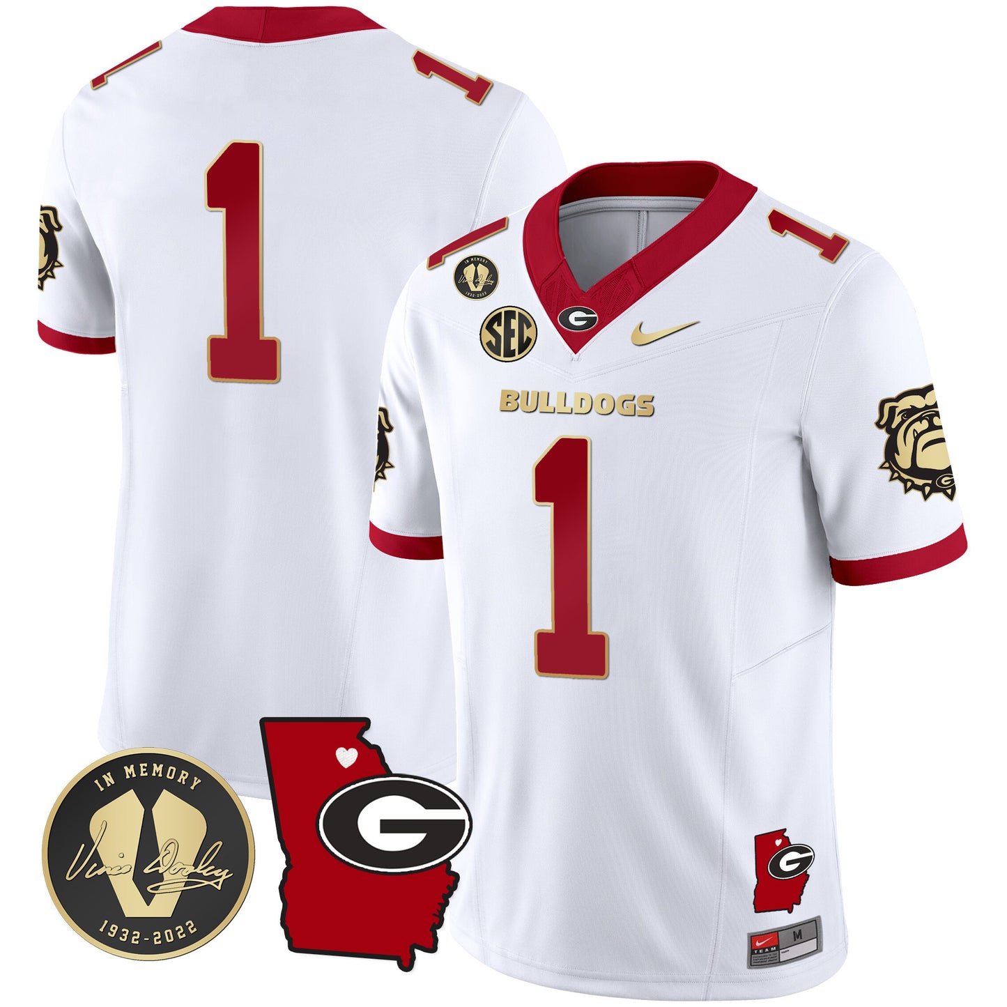 Georgia Bulldogs 2023 Vapor Jersey V4 - Georgia Map - All Stitched