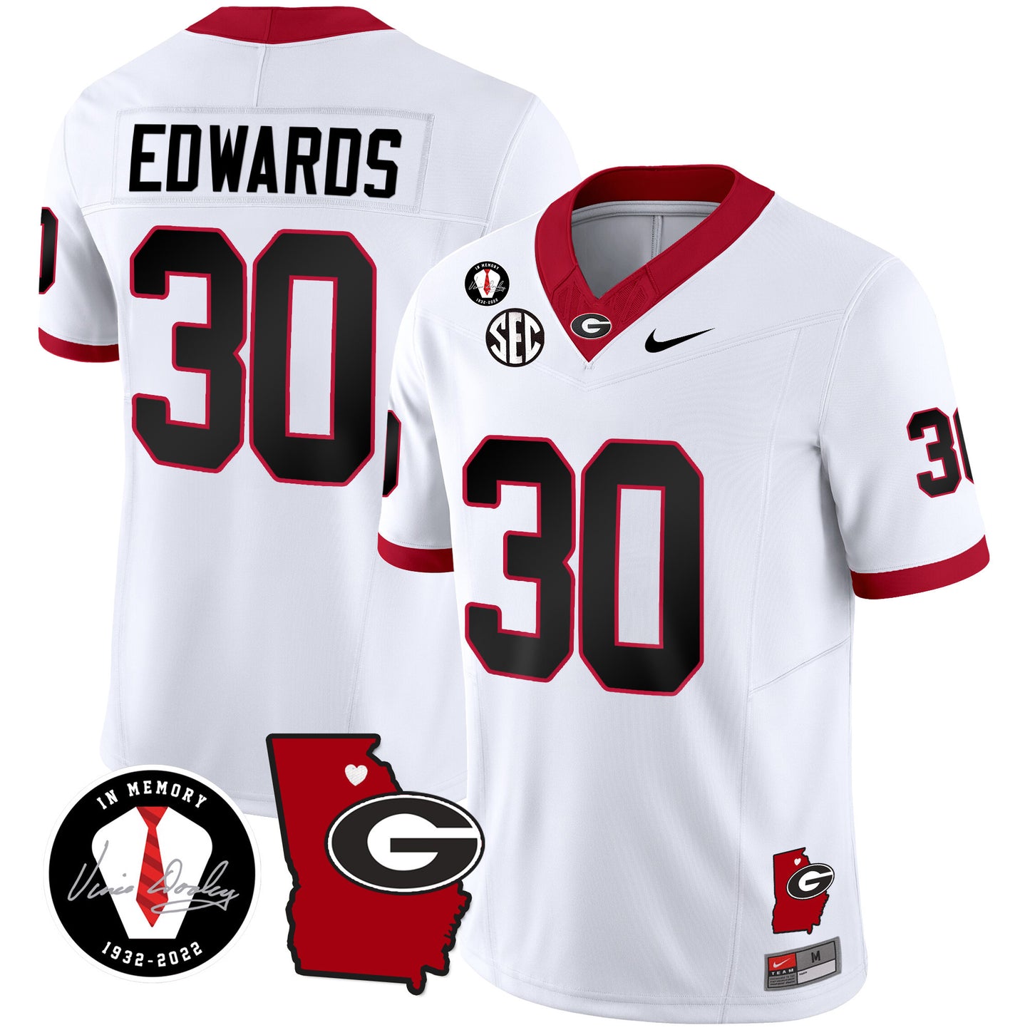 Georgia Bulldogs 2023 Vapor Jersey V4 - Georgia Map - All Stitched