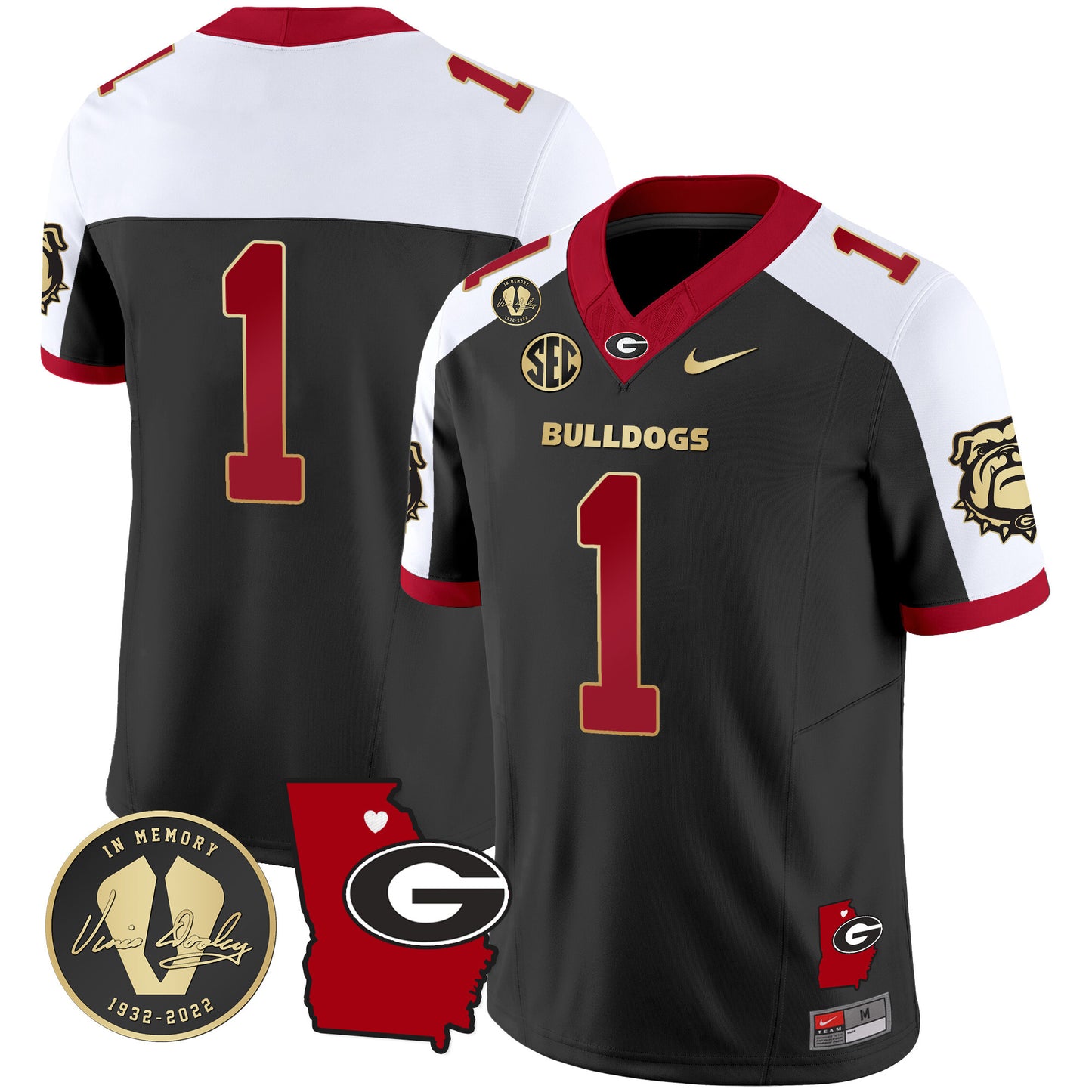 Georgia Bulldogs 2023 Vapor Jersey V4 - Georgia Map - All Stitched