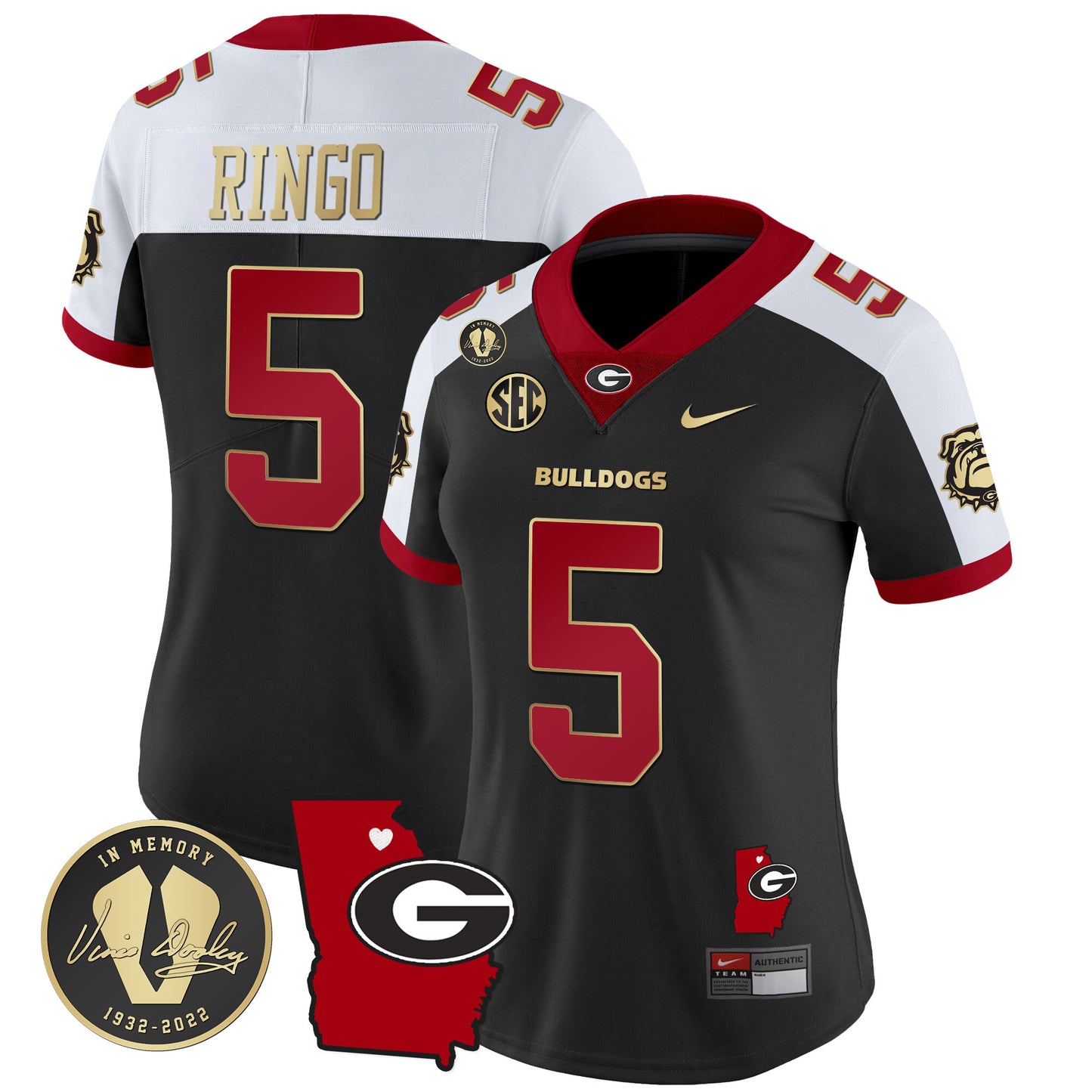 Women's Georgia Bulldogs 2023 Vapor Jersey V4 - Georgia Map - All Stitched