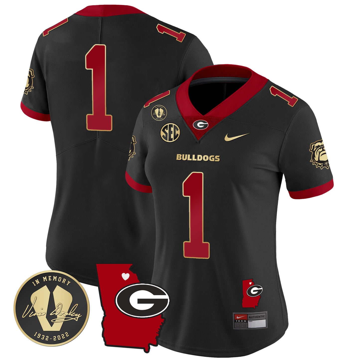 Women's Georgia Bulldogs 2023 Vapor Jersey V4 - Georgia Map - All Stitched