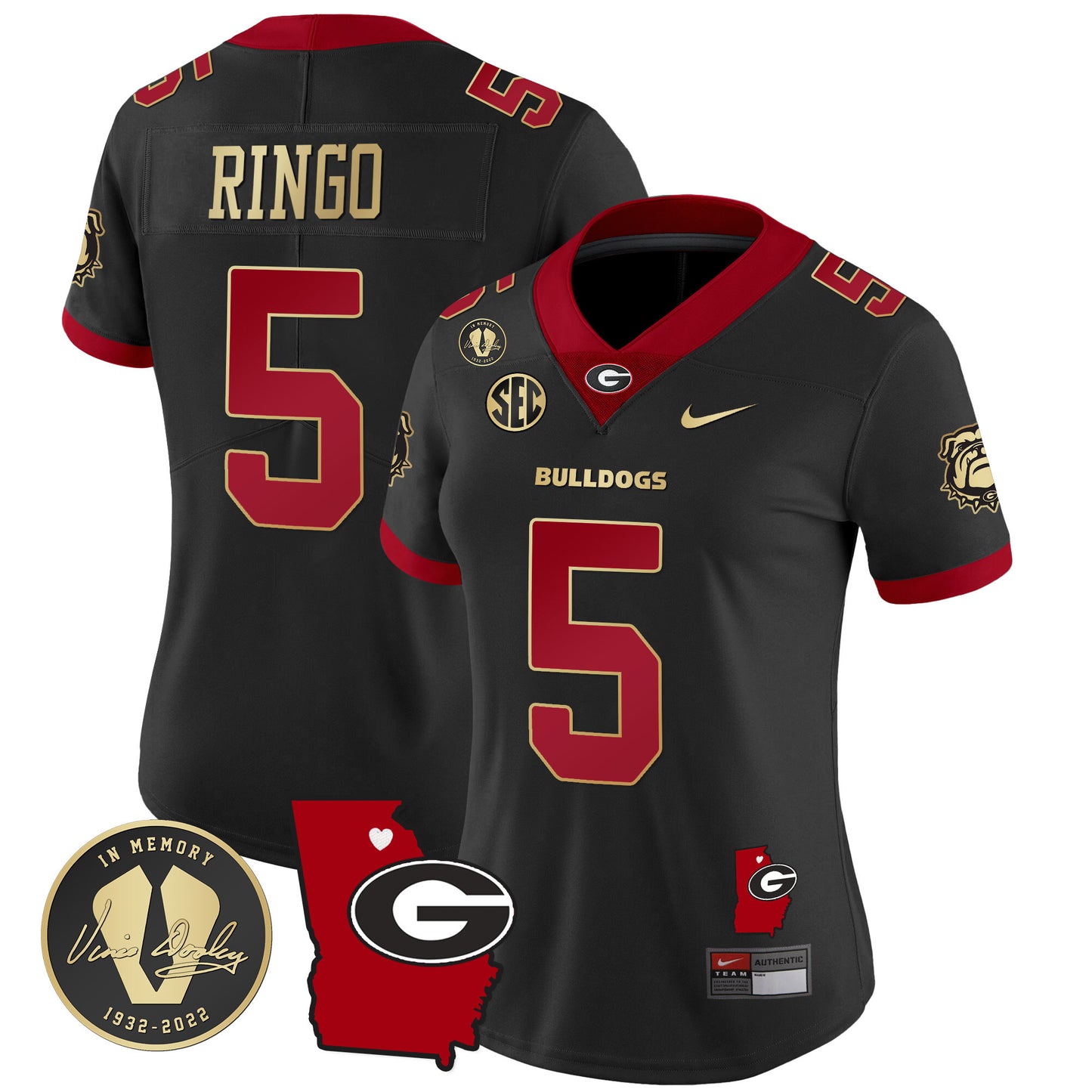 Women's Georgia Bulldogs 2023 Vapor Jersey V4 - Georgia Map - All Stitched