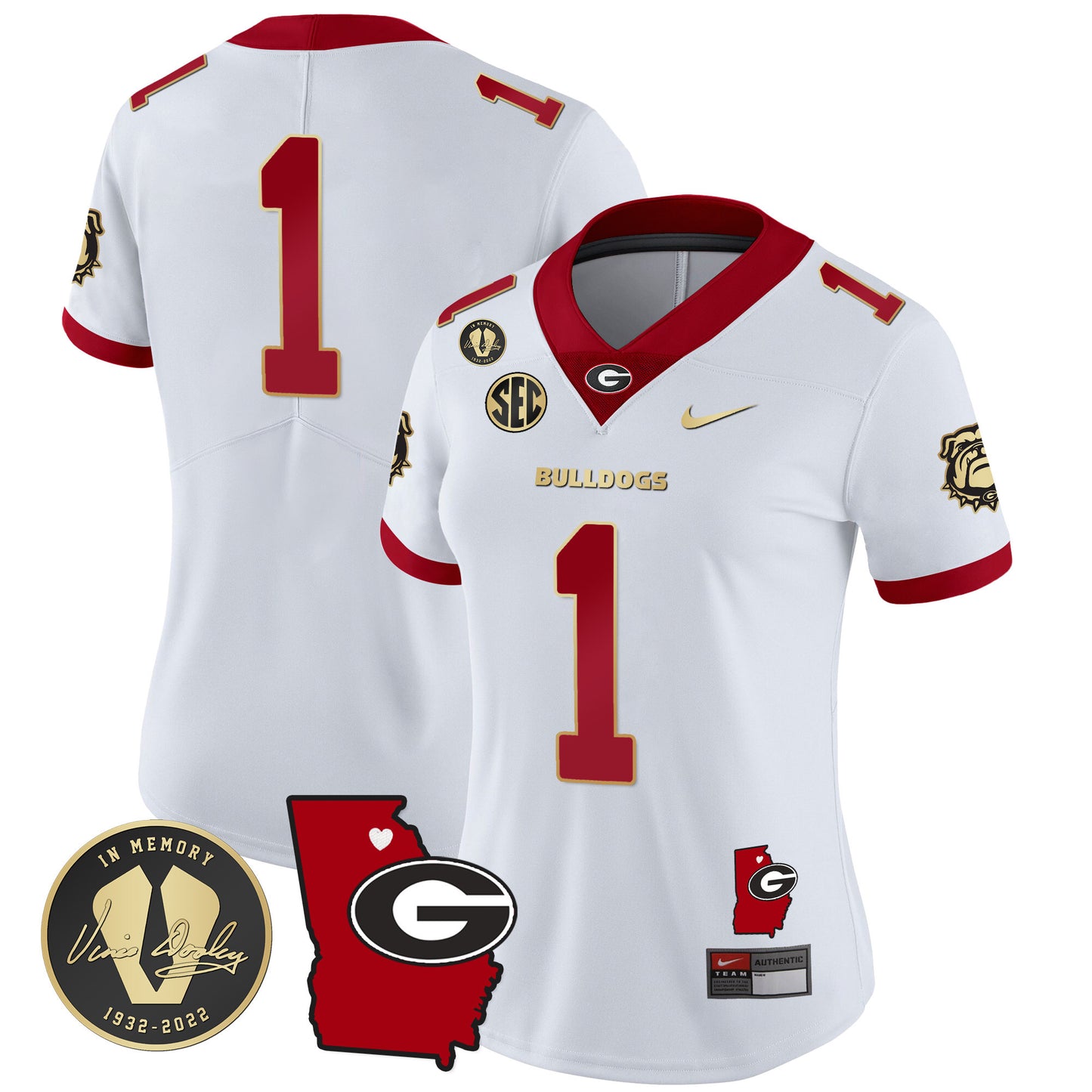 Women's Georgia Bulldogs 2023 Vapor Jersey V4 - Georgia Map - All Stitched