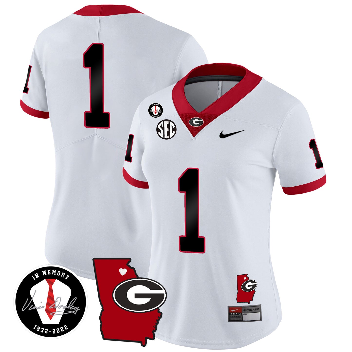 Women's Georgia Bulldogs 2023 Vapor Jersey V4 - Georgia Map - All Stitched