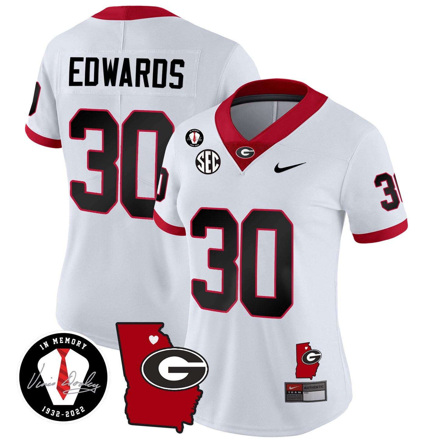 Women's Georgia Bulldogs 2023 Vapor Jersey V4 - Georgia Map - All Stitched