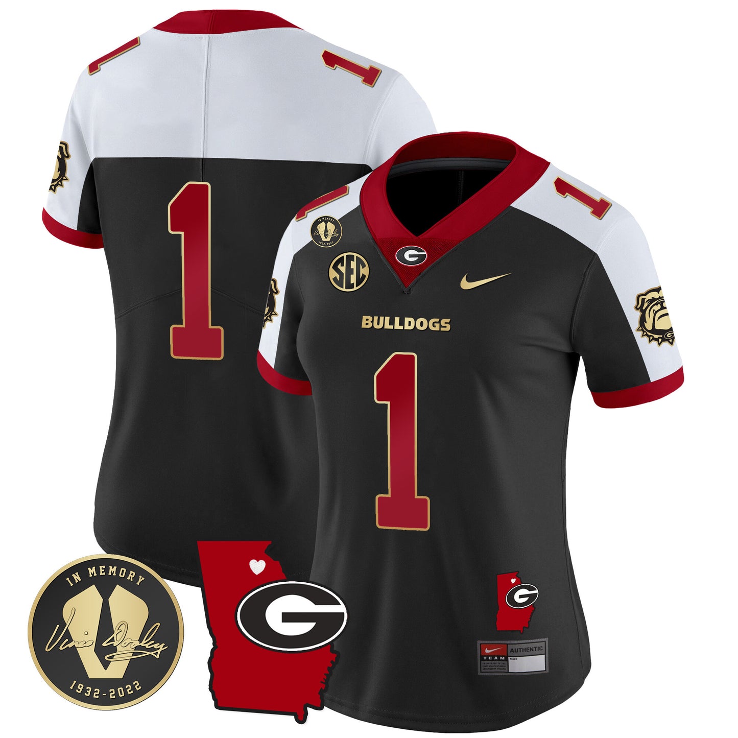 Women's Georgia Bulldogs 2023 Vapor Jersey V4 - Georgia Map - All Stitched