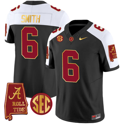 Alabama Crimson Tide Gold Trim Vapor Jersey V2 - Alabama Map - All Stitched