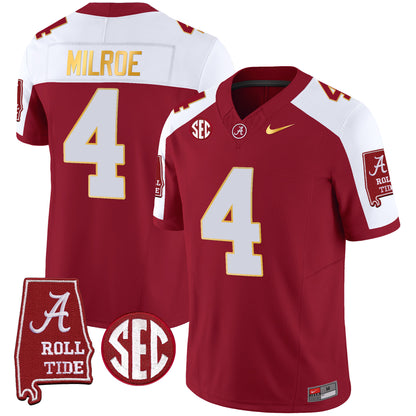 Alabama Crimson Tide Gold Trim Vapor Jersey - Alabama Map - All Stitched