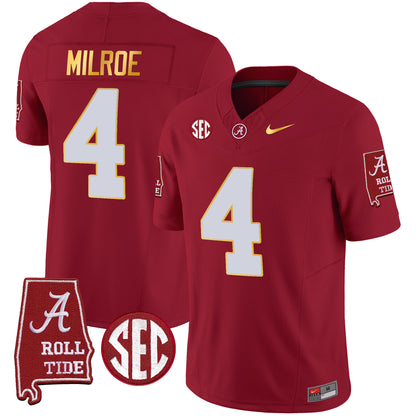 Alabama Crimson Tide Gold Trim Vapor Jersey - Alabama Map - All Stitched