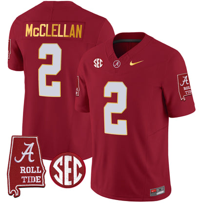 Alabama Crimson Tide Gold Trim Vapor Jersey - Alabama Map - All Stitched