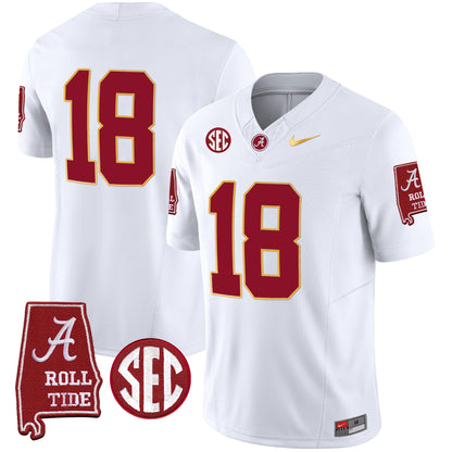 Alabama Crimson Tide Gold Trim Vapor Jersey - Alabama Map - All Stitched