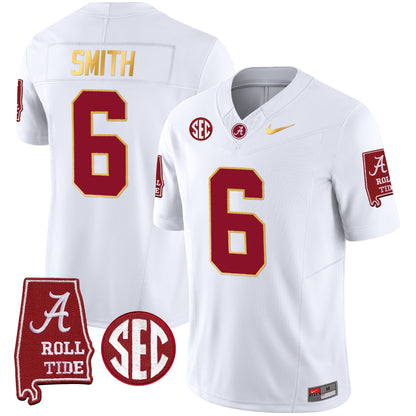 Alabama Crimson Tide Gold Trim Vapor Jersey - Alabama Map - All Stitched