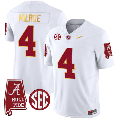 Alabama Crimson Tide Gold Trim Vapor Jersey - Alabama Map - All Stitched