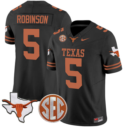 Texas Longhorns State Map & SEC Patch Vapor Jersey V4 - All Stitched