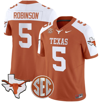 Texas Longhorns State Map & SEC Patch Vapor Jersey V2 - All Stitched