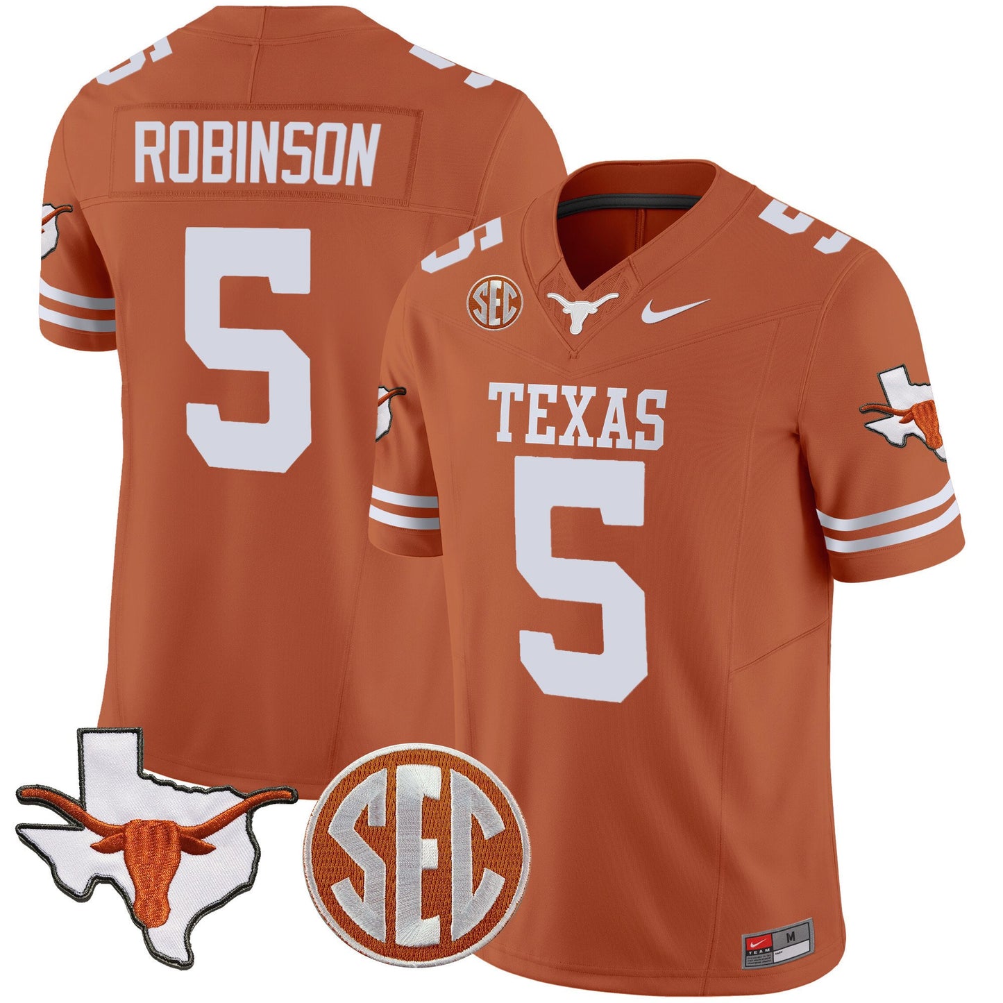 Texas Longhorns State Map & SEC Patch Vapor Jersey V2 - All Stitched