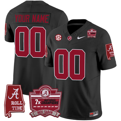 Alabama Crimson Tide Nick Saban 7x Champions Patch Vapor Custom Jersey - All Stitched