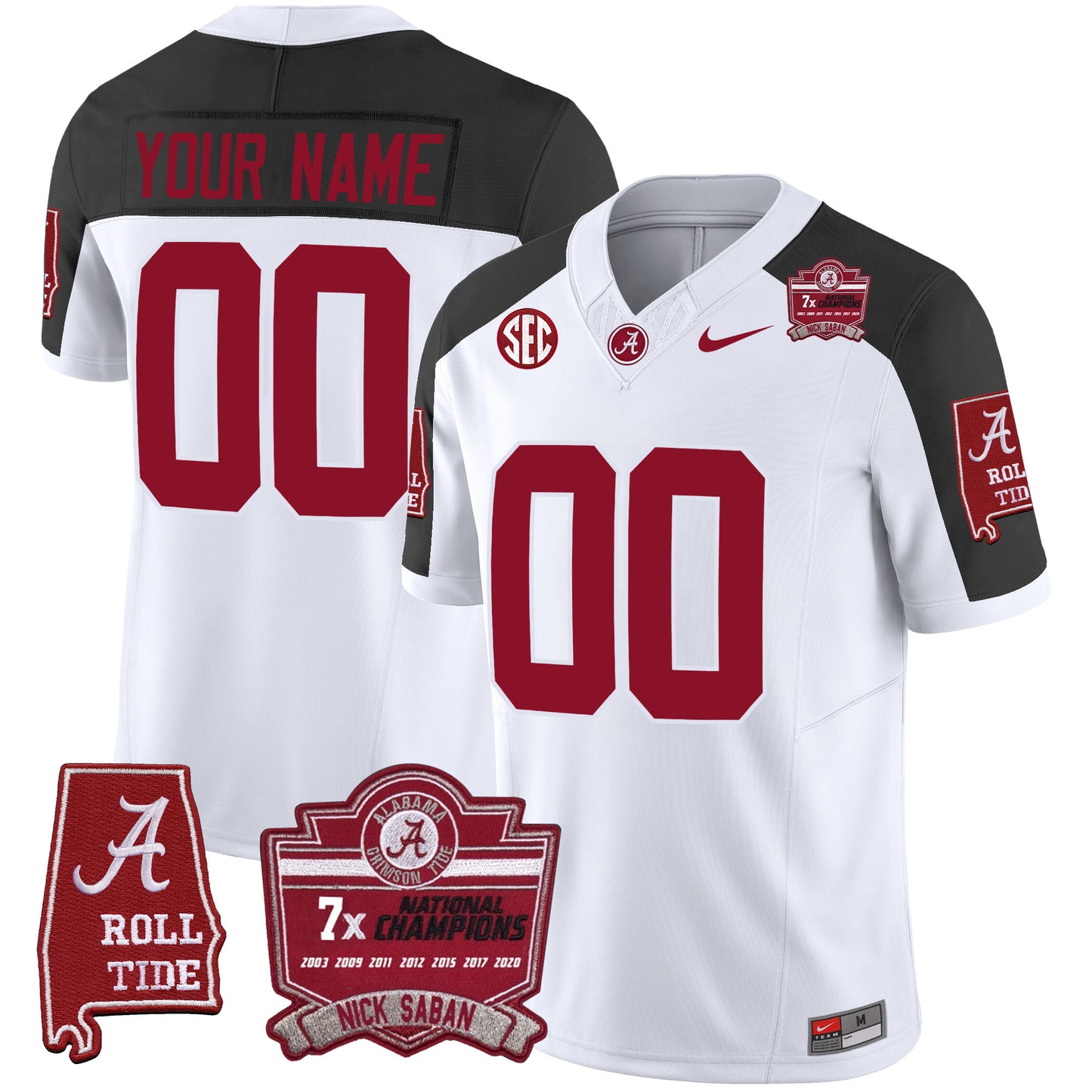 Alabama Crimson Tide Nick Saban 7x Champions Patch Vapor Custom Jersey - All Stitched