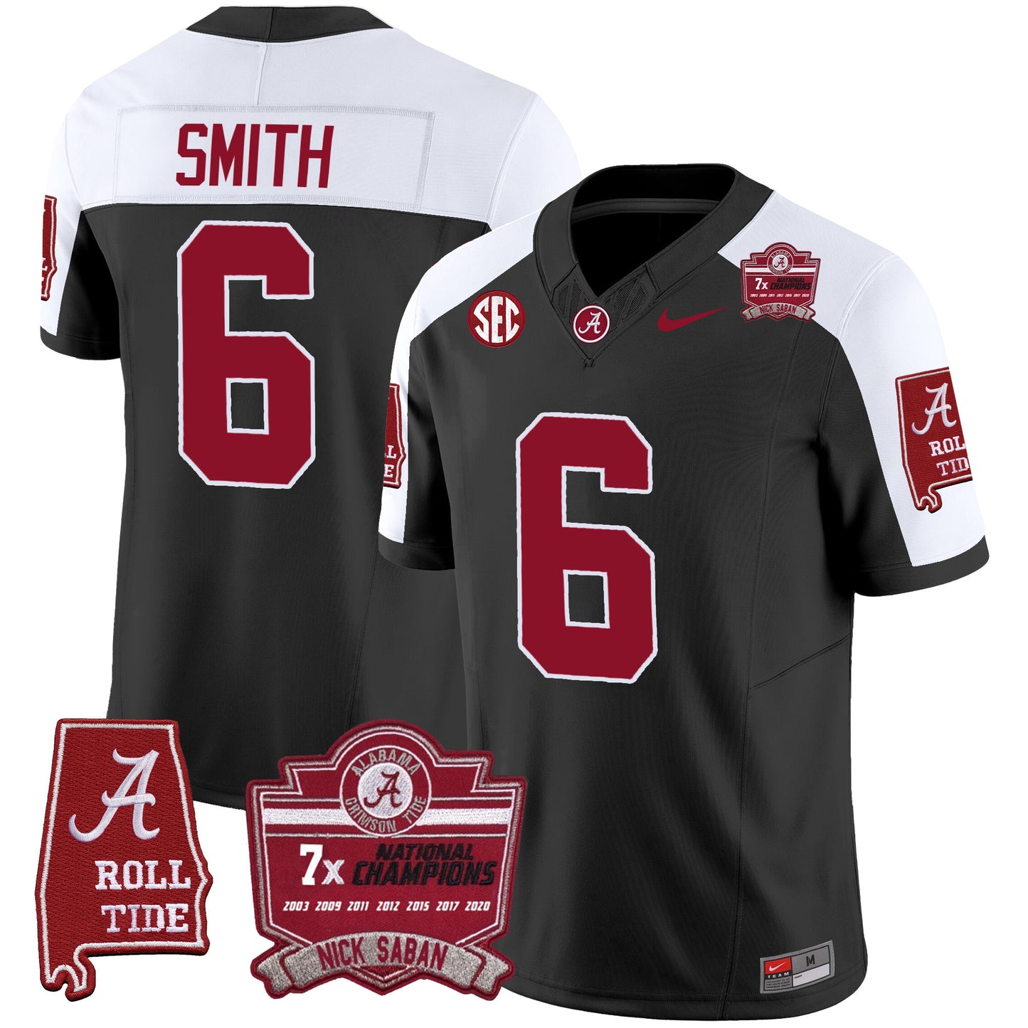 Alabama Crimson Tide Nick Saban 7x Champions Patch Vapor Jersey - All Stitched