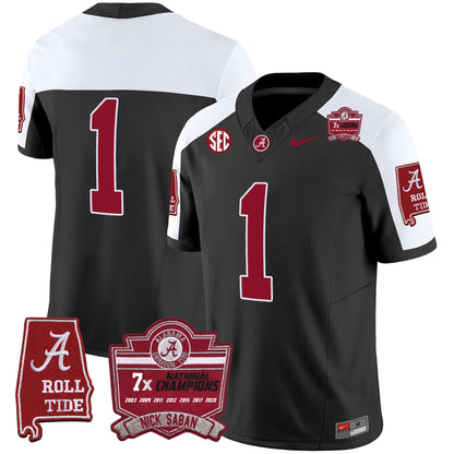 Alabama Crimson Tide Nick Saban 7x Champions Patch Vapor Jersey - All Stitched