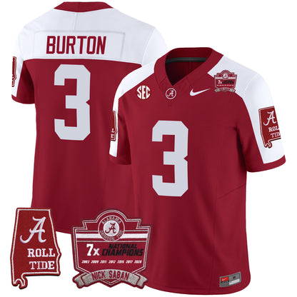 Alabama Crimson Tide Nick Saban 7x Champions Patch Vapor Jersey - All Stitched