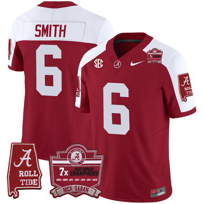 Alabama Crimson Tide Nick Saban 7x Champions Patch Vapor Jersey - All Stitched