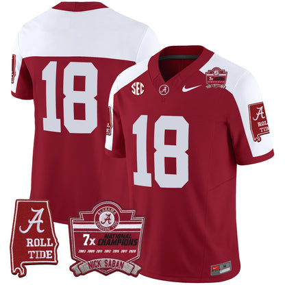 Alabama Crimson Tide Nick Saban 7x Champions Patch Vapor Jersey - All Stitched