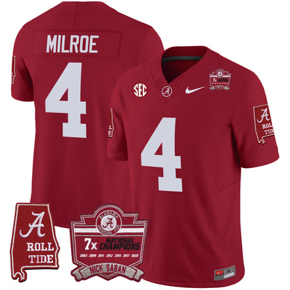 Alabama Crimson Tide Nick Saban 7x Champions Patch Vapor Jersey - All Stitched