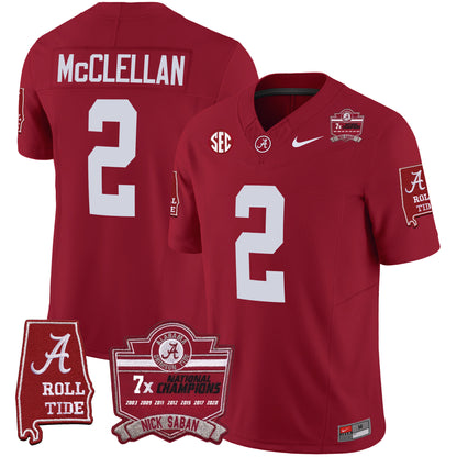 Alabama Crimson Tide Nick Saban 7x Champions Patch Vapor Jersey - All Stitched