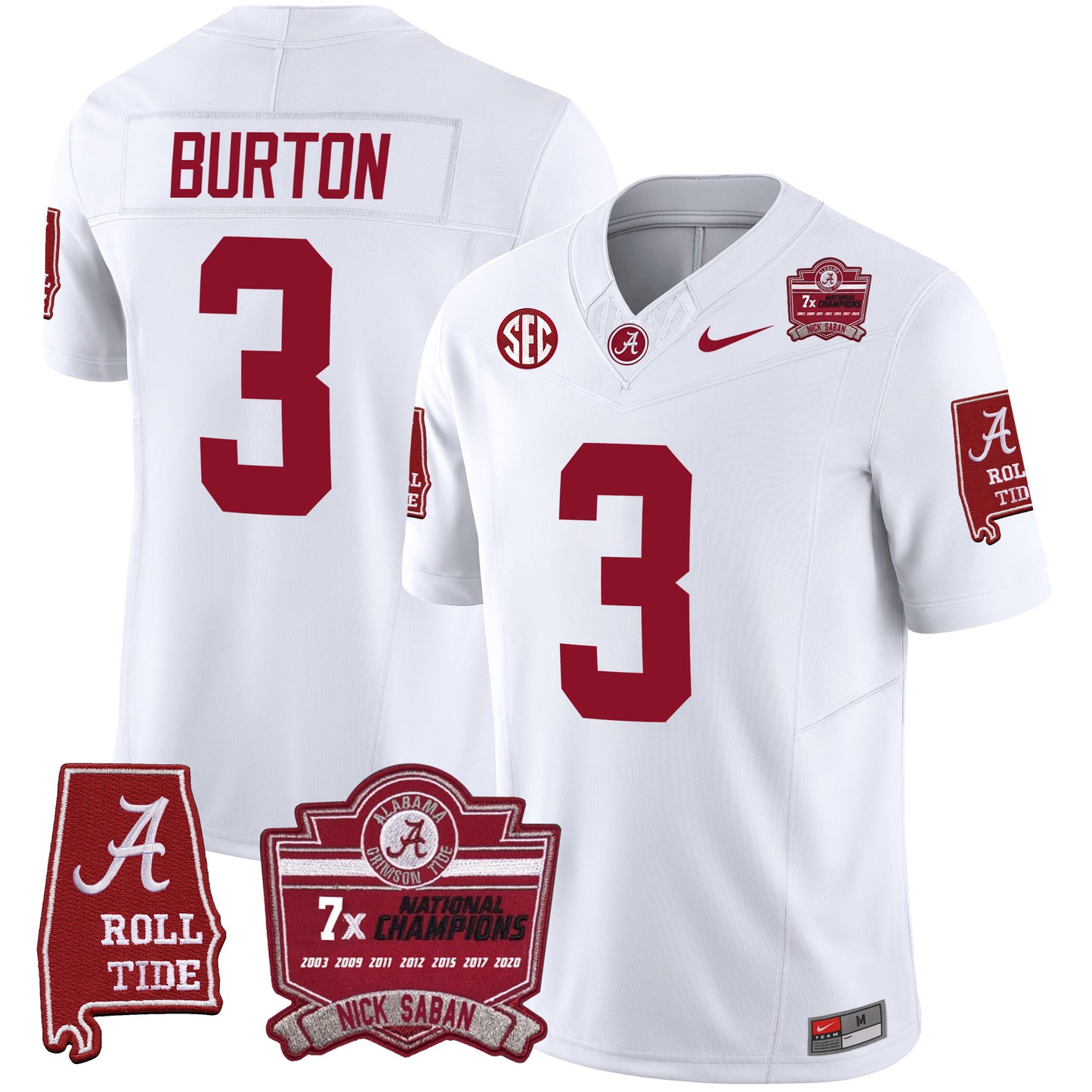 Alabama Crimson Tide Nick Saban 7x Champions Patch Vapor Jersey - All Stitched