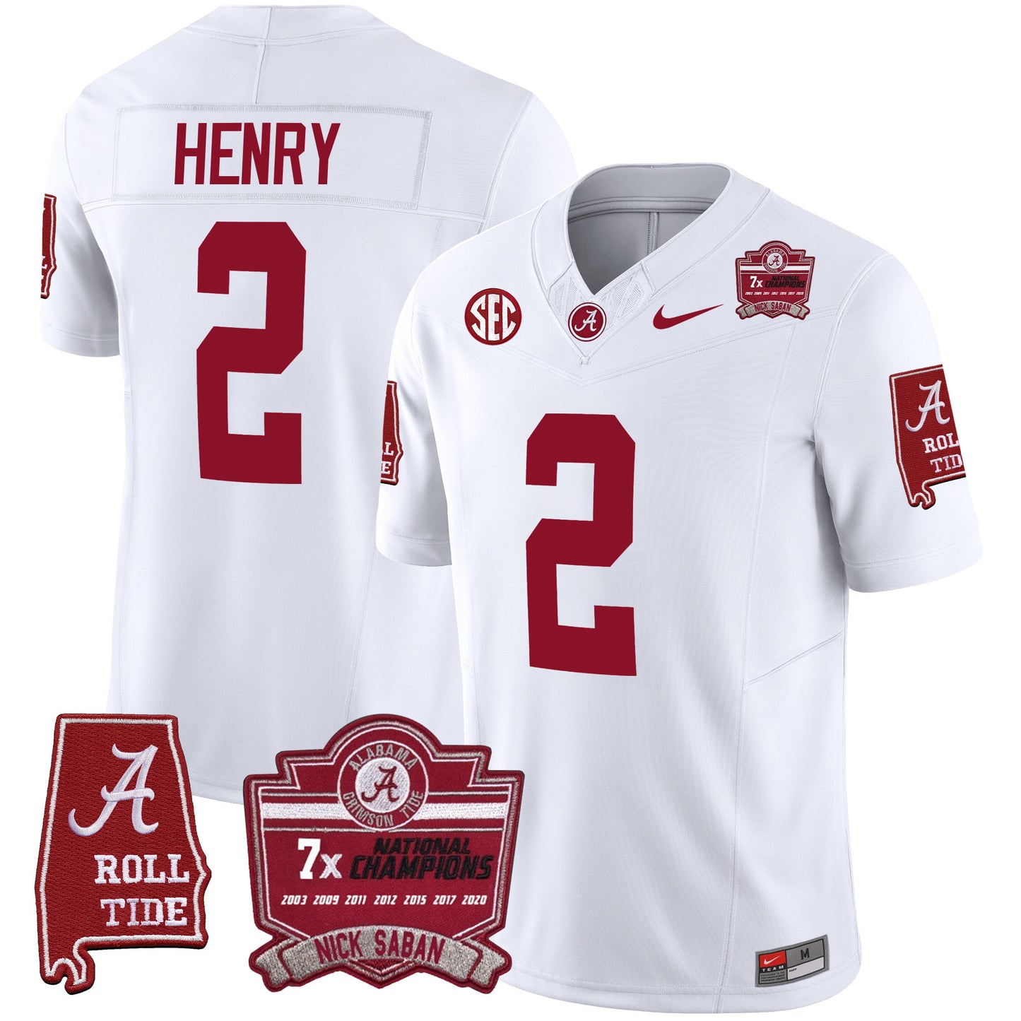 Alabama Crimson Tide Nick Saban 7x Champions Patch Vapor Jersey - All Stitched