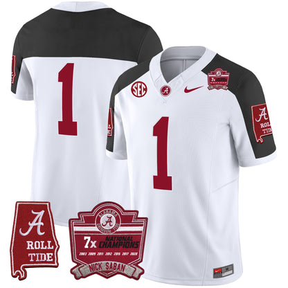 Alabama Crimson Tide Nick Saban 7x Champions Patch Vapor Jersey - All Stitched