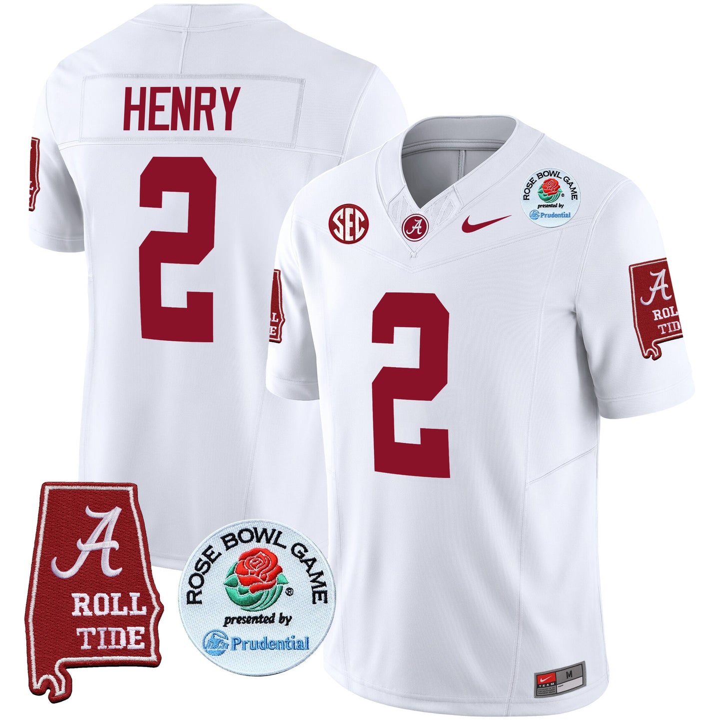 Alabama Crimson Tide Rose Bowl Patch Vapor Limited Jersey - All Stitched