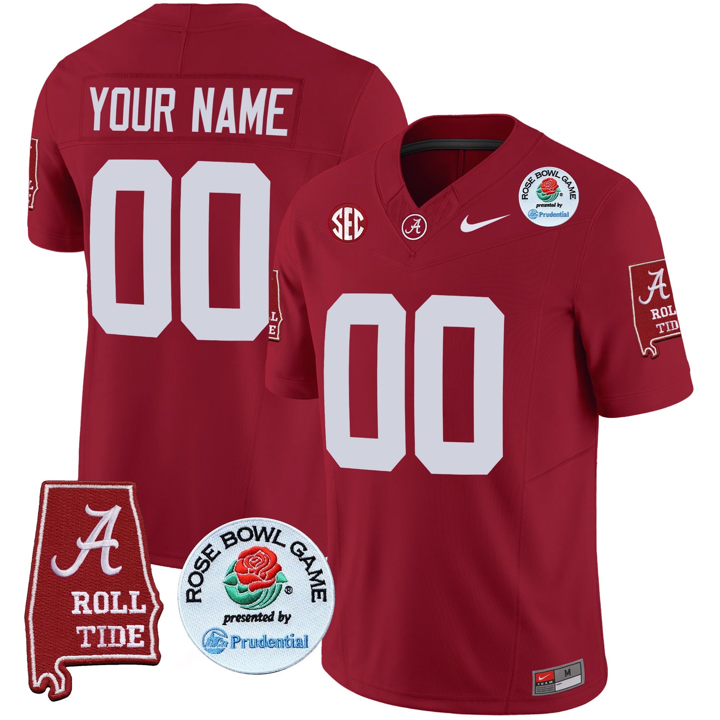 Alabama Crimson Tide Rose Bowl Patch Vapor Limited Custom Jersey - All Stitched