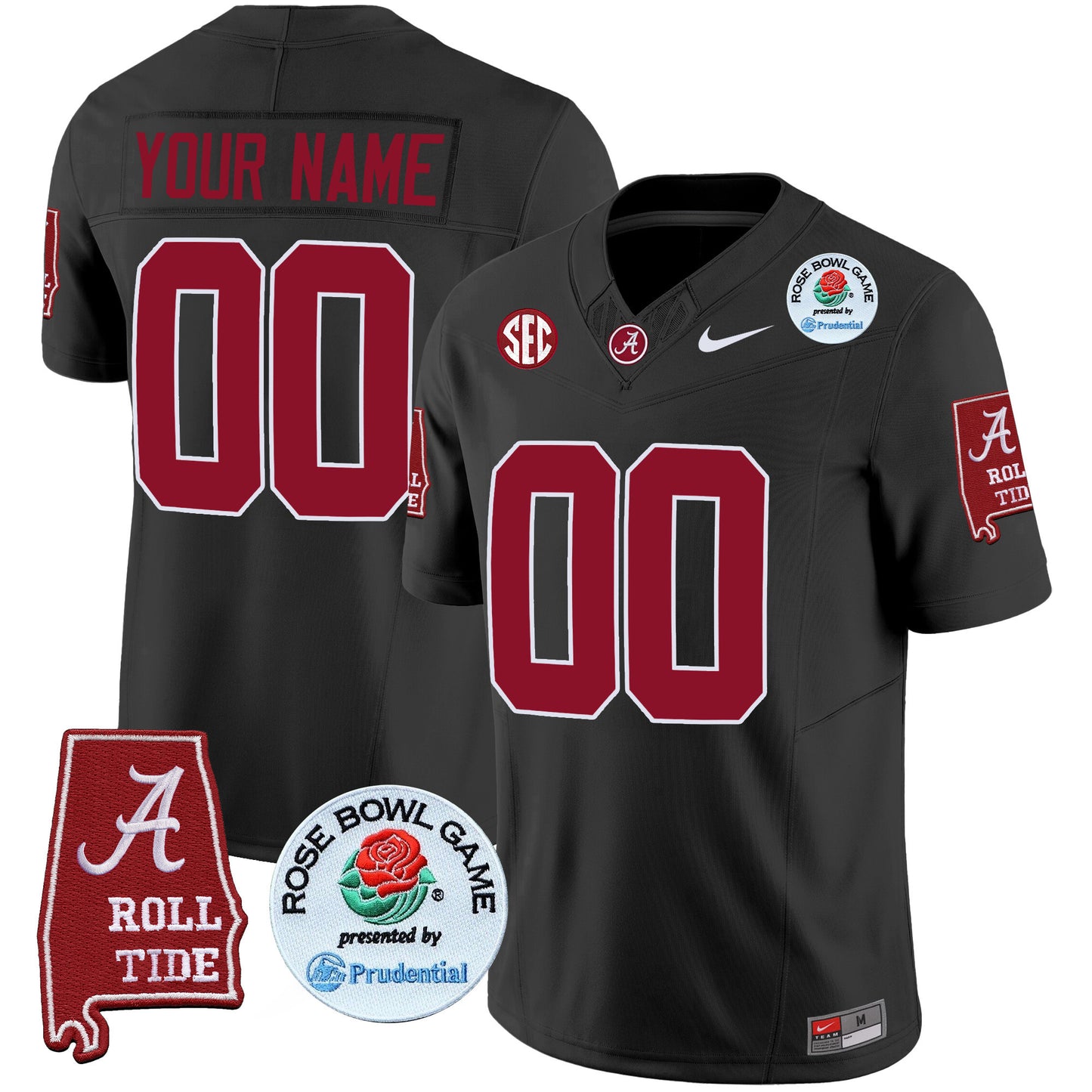 Alabama Crimson Tide Rose Bowl Patch Vapor Limited Custom Jersey - All Stitched