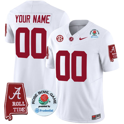 Alabama Crimson Tide Rose Bowl Patch Vapor Limited Custom Jersey - All Stitched