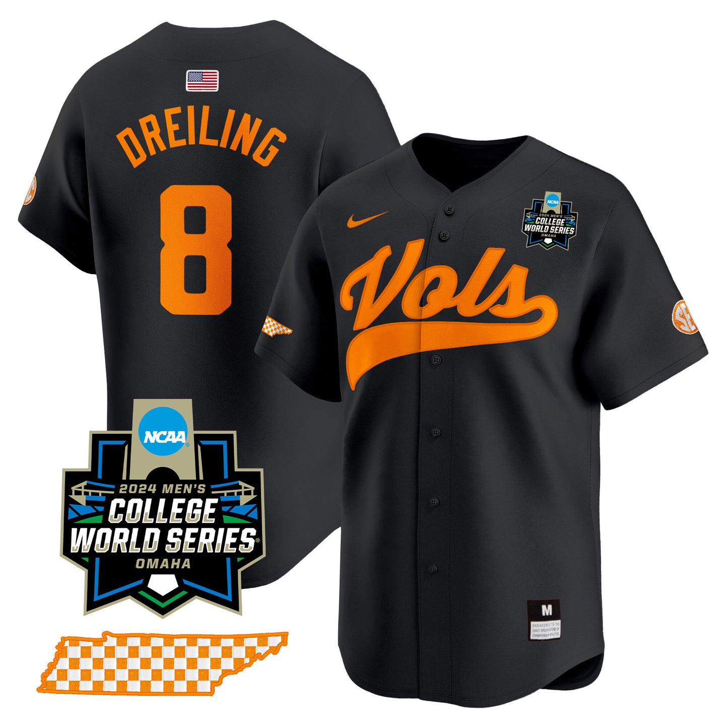 Tennessee 2024 College World Series Vapor Premier Limited Jersey V2 - All Stitched