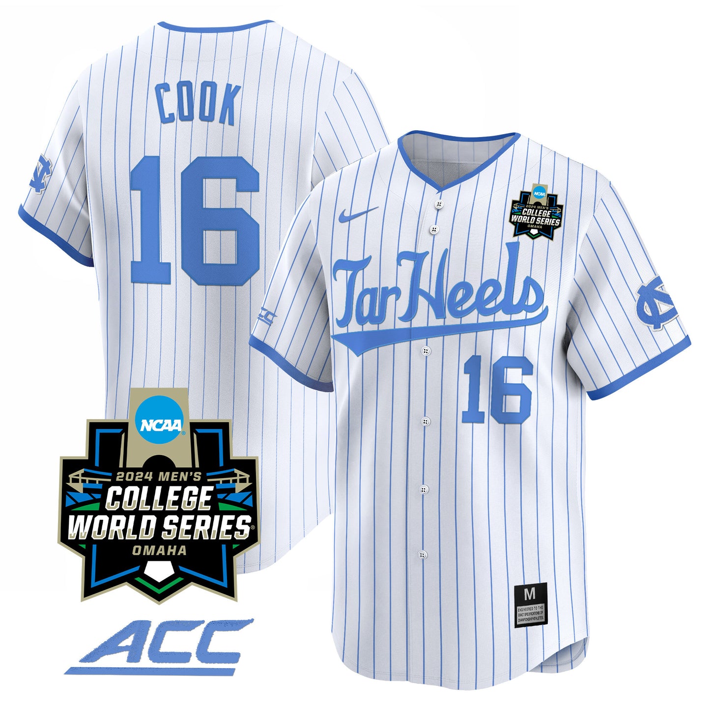 North Carolina Tar Heels 2024 College World Series Vapor Premier Limited Jersey - All Stitched