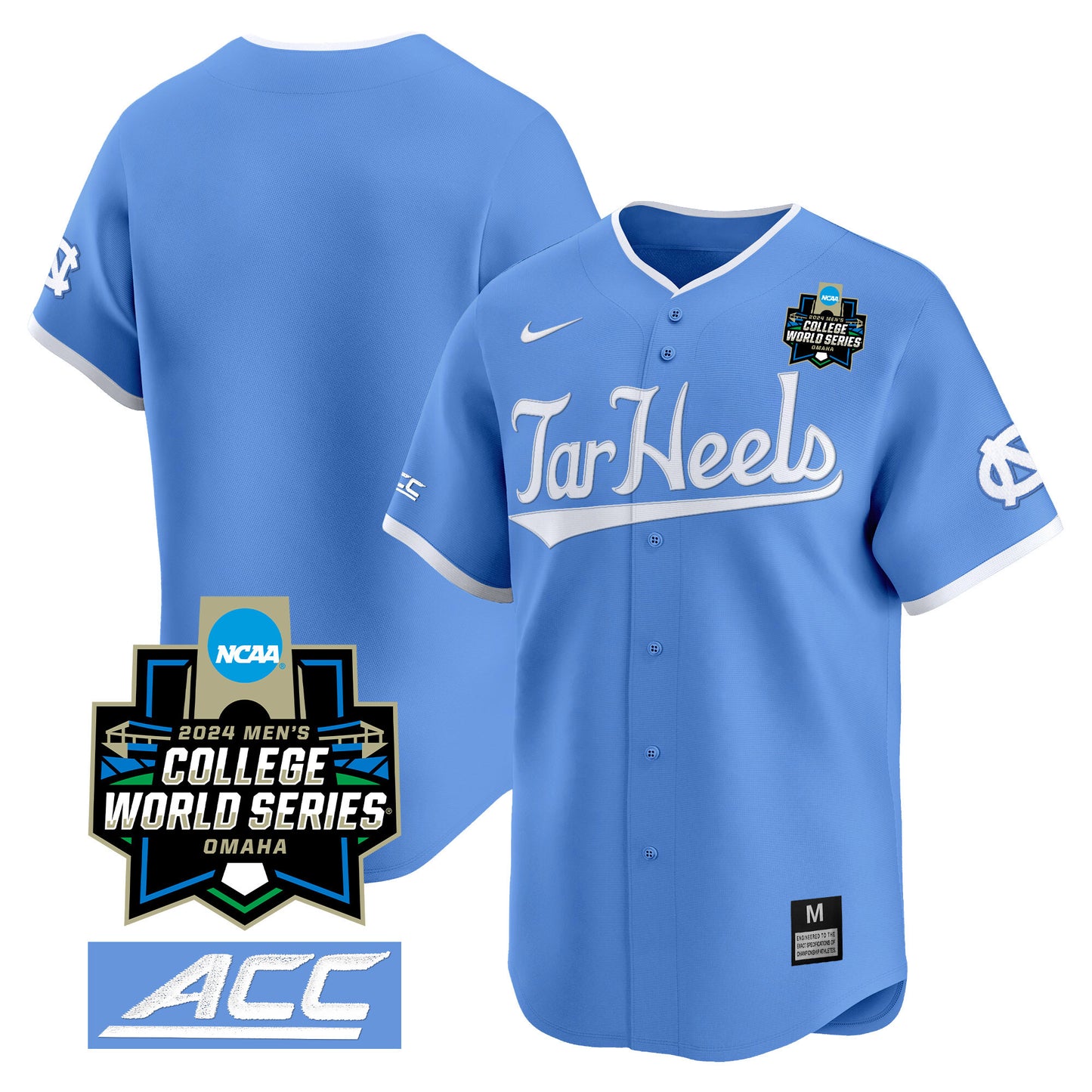 North Carolina Tar Heels 2024 College World Series Vapor Premier Limited Jersey - All Stitched