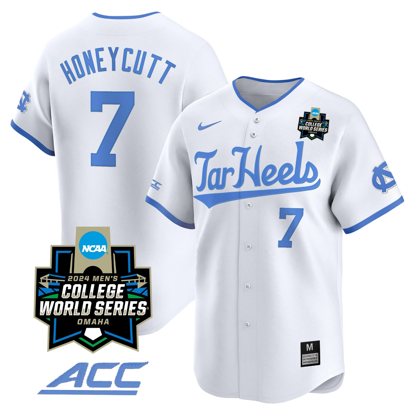 North Carolina Tar Heels 2024 College World Series Vapor Premier Limited Jersey - All Stitched