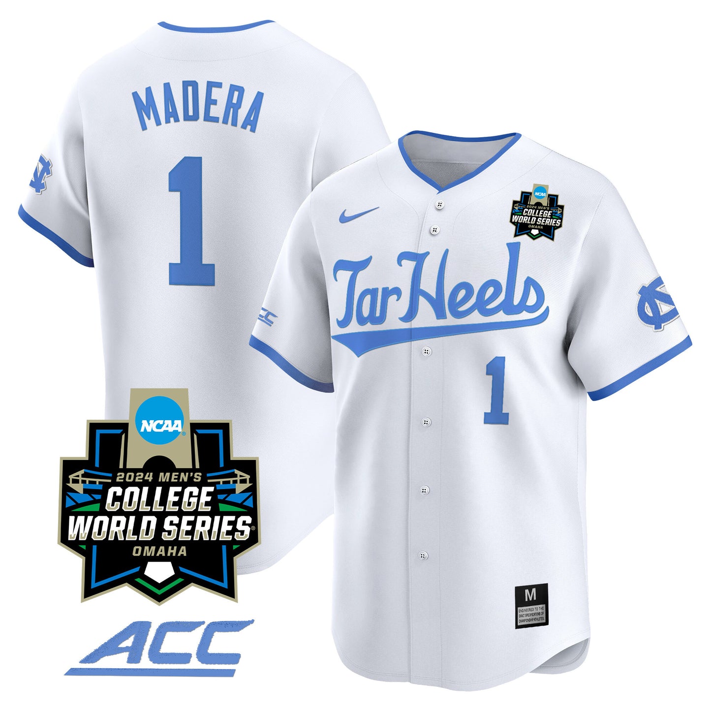 North Carolina Tar Heels 2024 College World Series Vapor Premier Limited Jersey - All Stitched